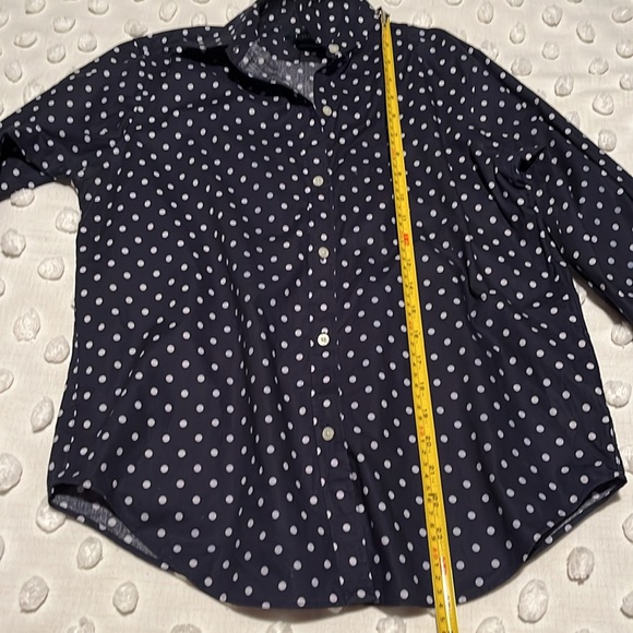 Lauren Ralph Lauren Cotton Navy w/ Dots Button Front Blouse Size M - Picture 8 of 8